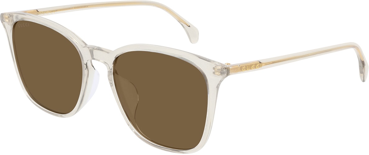 GUCCI: Brown Rectangle Frame Sunglasses - 1