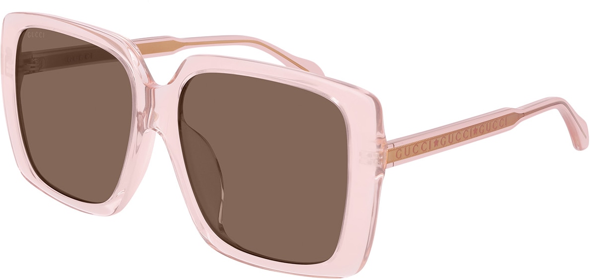 GUCCI: Pink Oversized Rectangle Sunglasses - 1