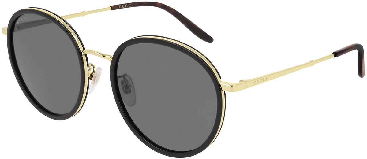 GUCCI: Black Round Acetate and Metal Sunglasses - 1