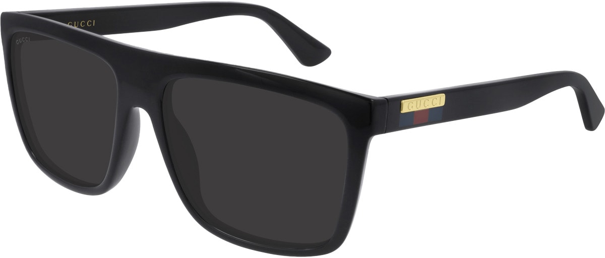 GUCCI: Black Rectangle Frame Sunglasses - 1