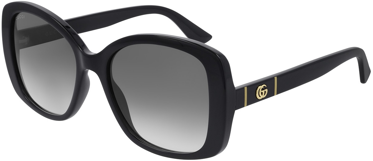 GUCCI: Black Rectangle Frame Sunglasses - 1