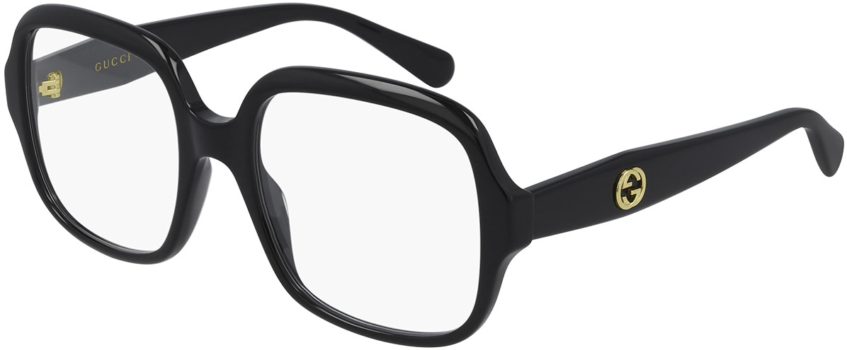 GUCCI: Noir Lunettes Carrées Noir - 1