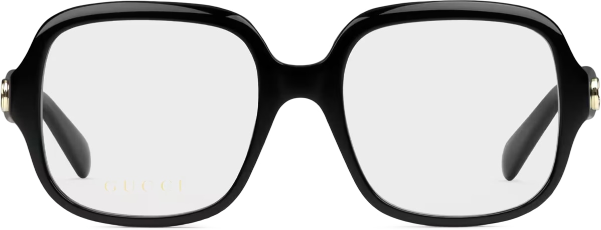 GUCCI: Noir Lunettes Carrées Noir - 2