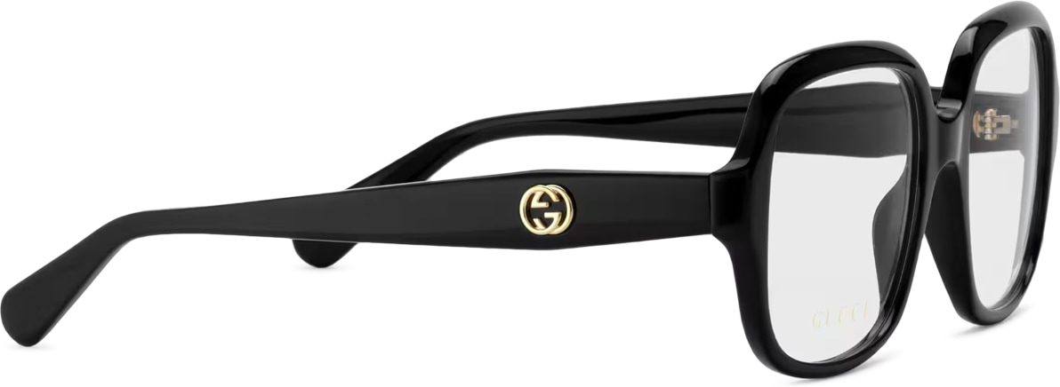 GUCCI: Black Square Frame Optical Glasses - 3