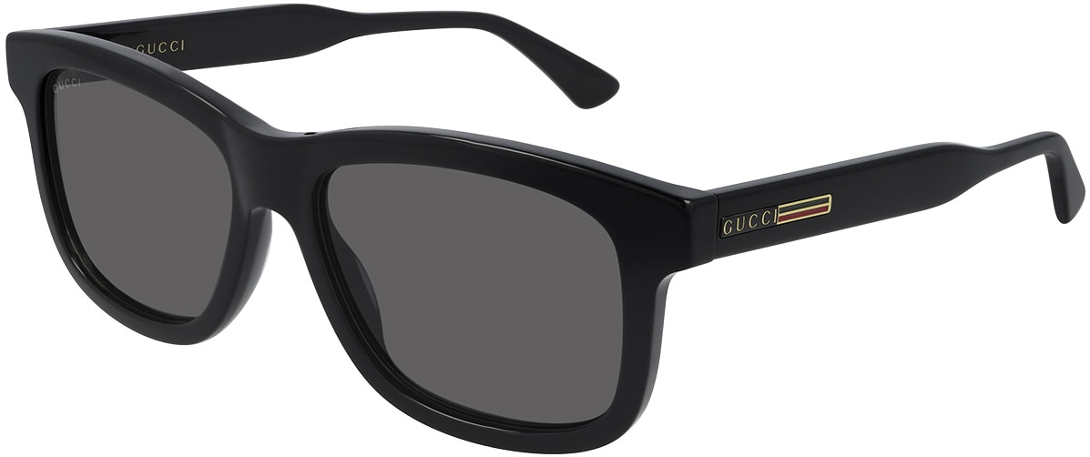 GUCCI: Black Rectangle Frame Sunglasses - 1