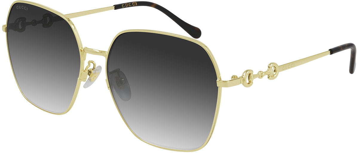 GUCCI: Gold Rectangle Frame Sunglasses - 1