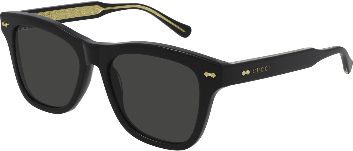 GUCCI: Black Rectangle Frame Sunglasses - 1