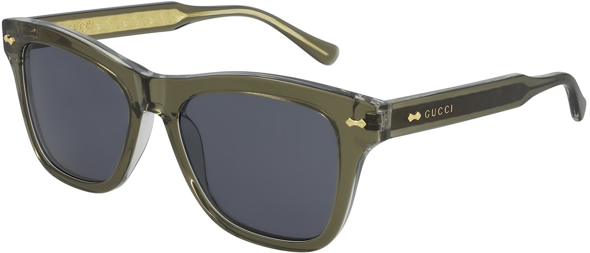 GUCCI: Green Rectangle Frame Sunglasses - 1