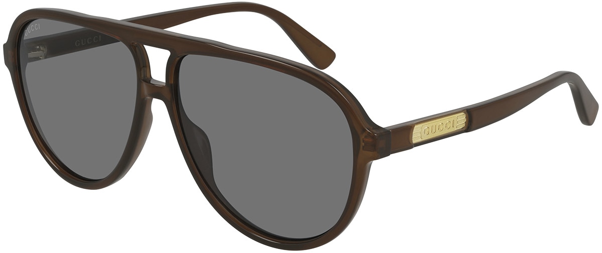 GUCCI: Brown Navigator Frame Sunglasses - 1