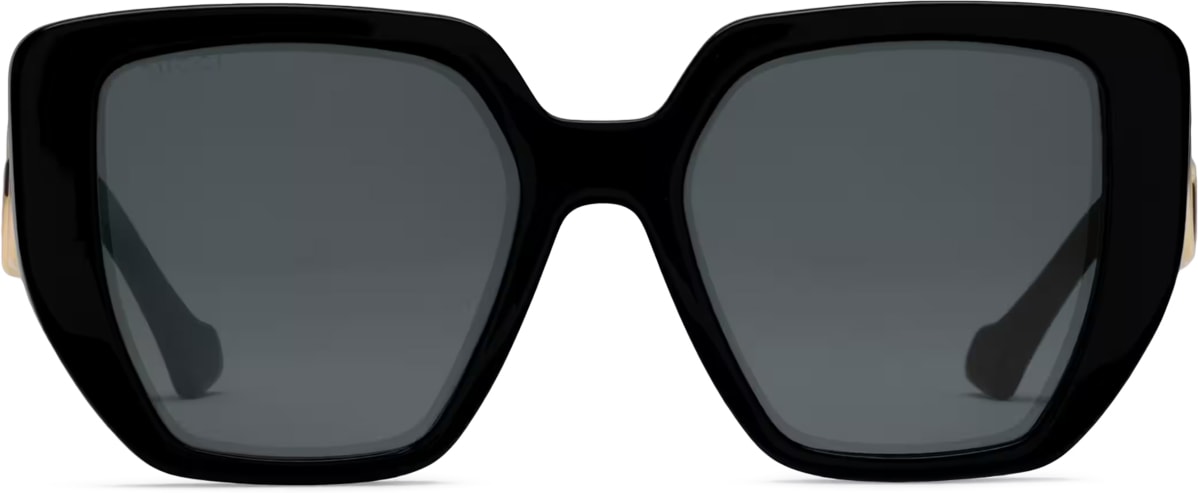 GUCCI: Black Rectangle Frame Sunglasses - 2