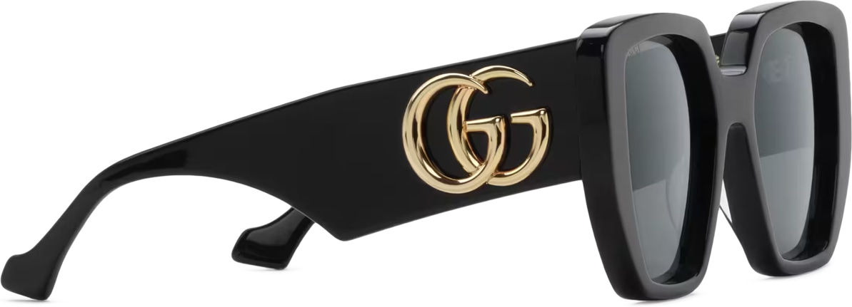 GUCCI: Black Rectangle Frame Sunglasses - 3