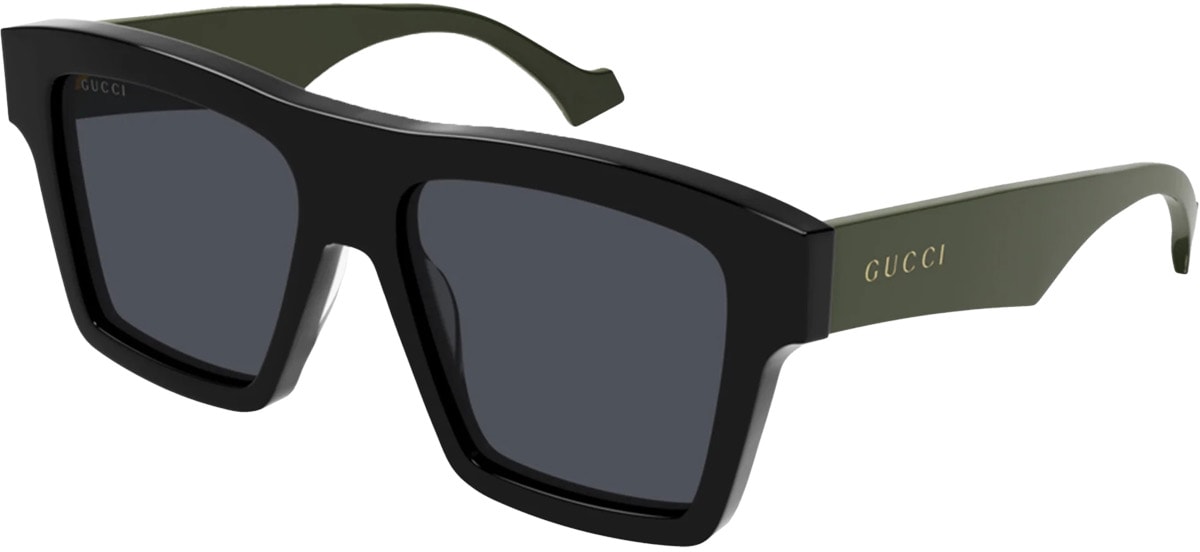 GUCCI: Black Square Frame Sunglasses - 1