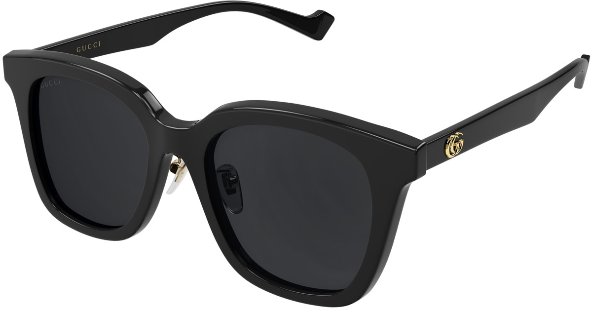 GUCCI: Black Square Frame Sunglasses - 1