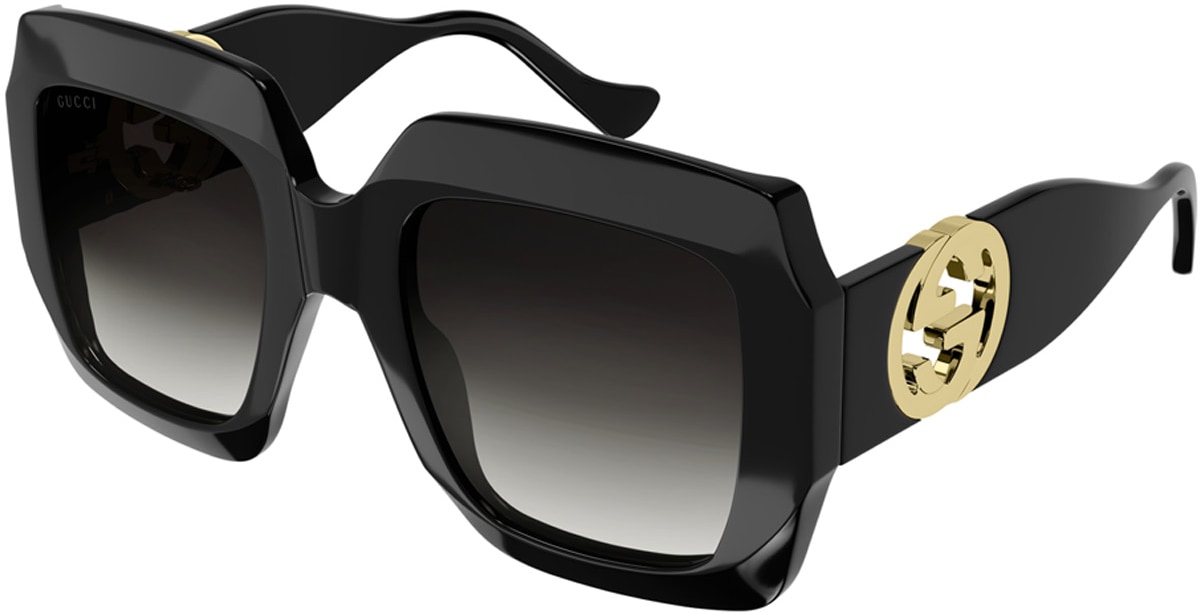 GUCCI: Noir Rectangle Frame Sunglasses Noir - 1