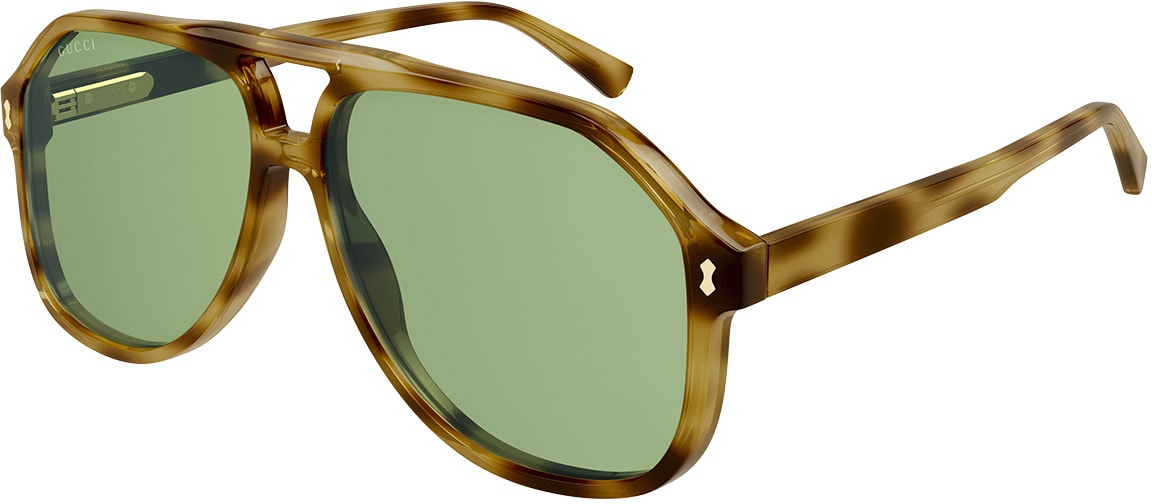 GUCCI: Brown Aviator Frame Sunglasses - 1