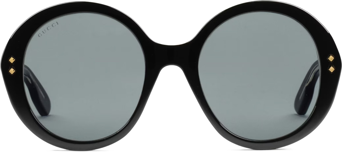 GUCCI: Black Round Frame Sunglasses - 2