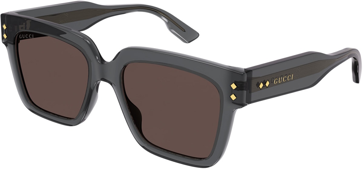 GUCCI: Grey Rectangle Frame Sunglasses - 1