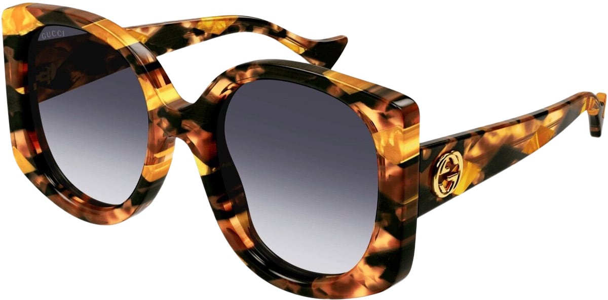 GUCCI: Brun Lunettes de soleil à monture ronde Brun - 1