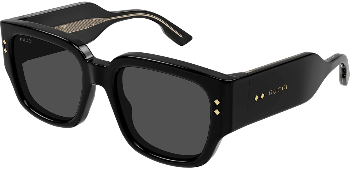 GUCCI: Black Square Frame Sunglasses - 1