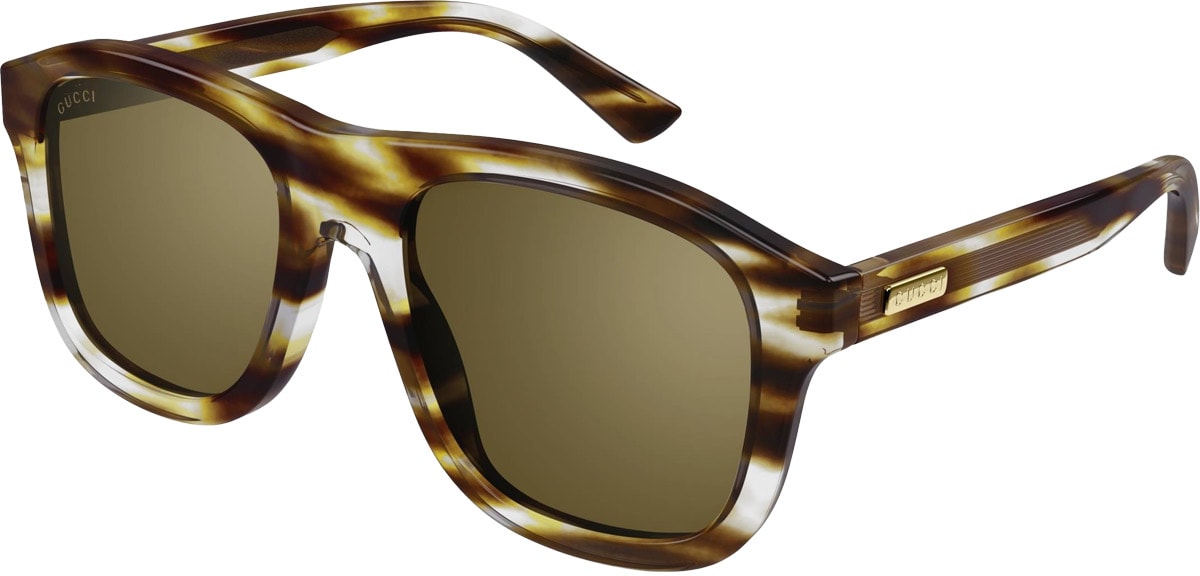 GUCCI: Brun Lunettes de soleil à monture carrée Brun - 1