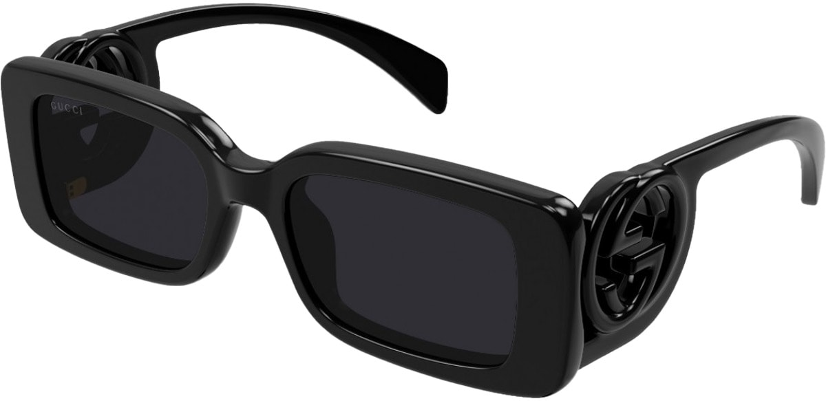 GUCCI: Noir Lunettes de soleil à monture rectangulaire Noir - 1