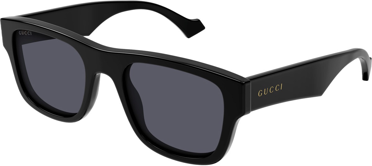 GUCCI: Black Square Frame Sunglasses - 1