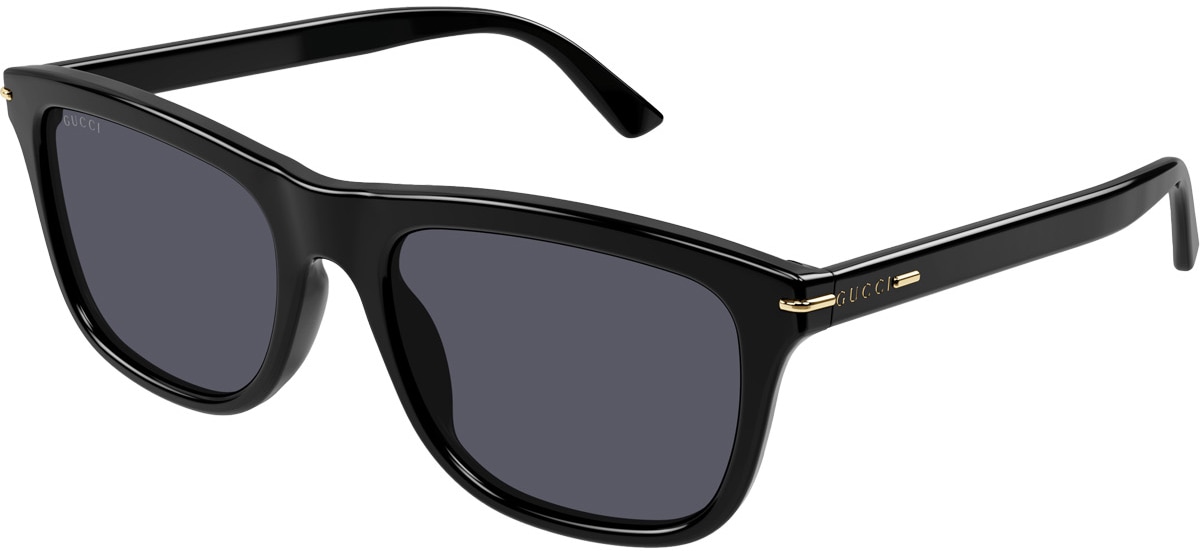 GUCCI: Black Rectangle Frame Sunglasses - 1