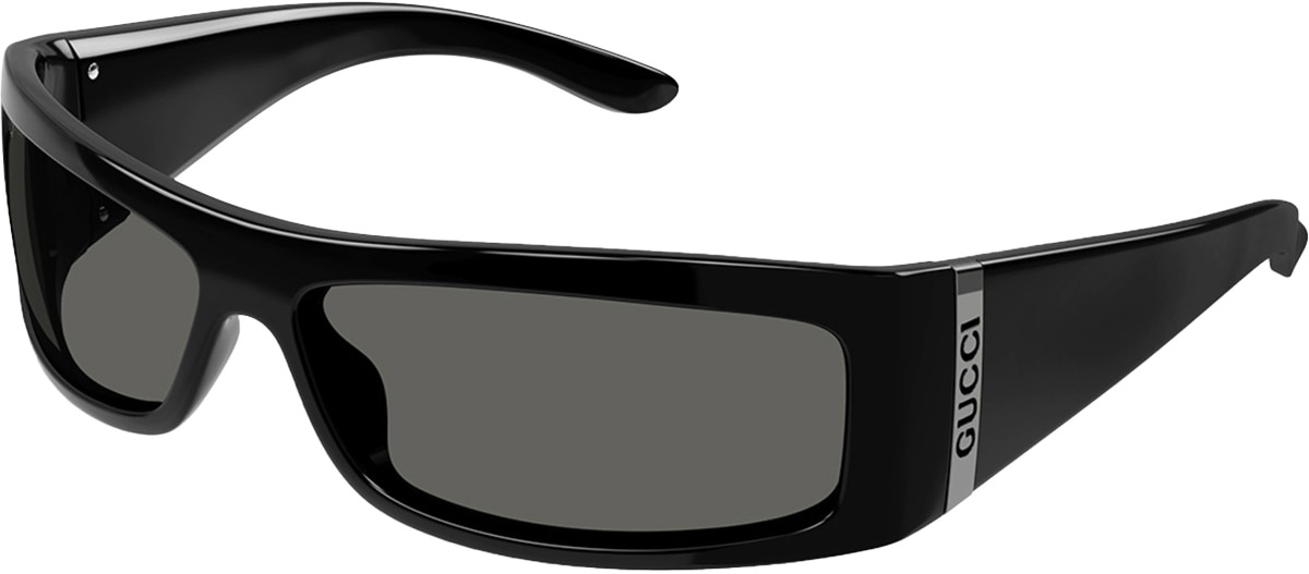 GUCCI: Noir Lunettes de soleil à monture rectangulaire Noir - 1