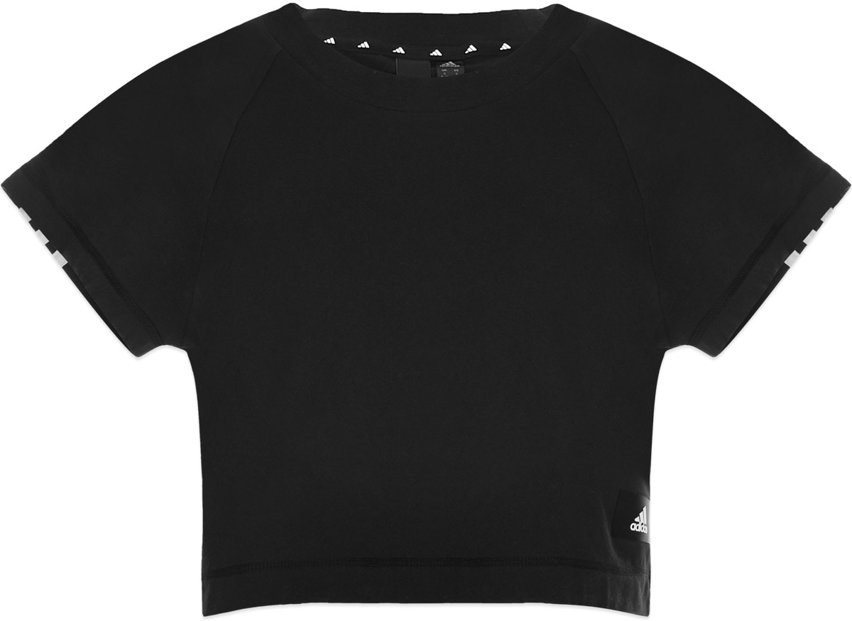 adidas Originals: Black Recycled Cotton Crop Top - 1