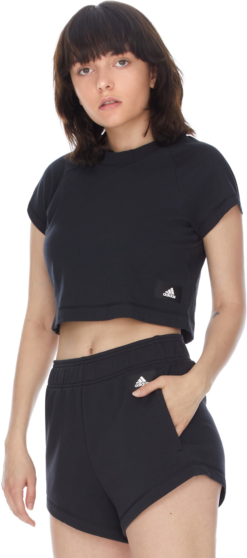 adidas Originals: Black Recycled Cotton Crop Top - 3