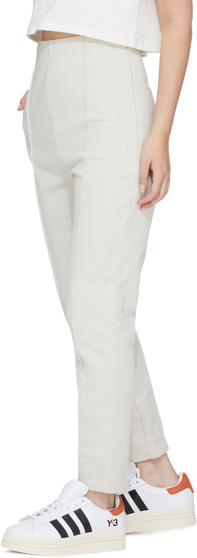 Y-3: Neutrals Classic Terry High Waist Pants - 4