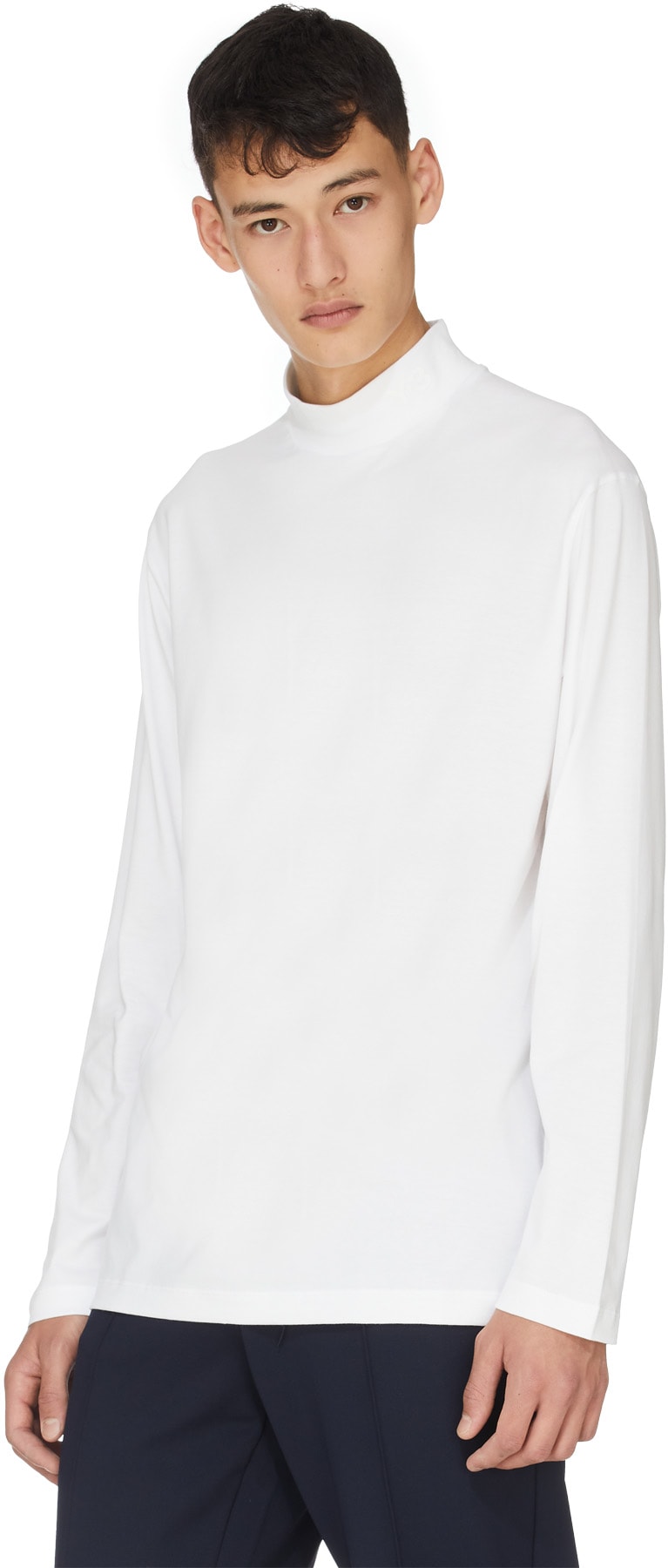 Y-3: White Classic Long Sleeve Mock Neck T-Shirt - 3