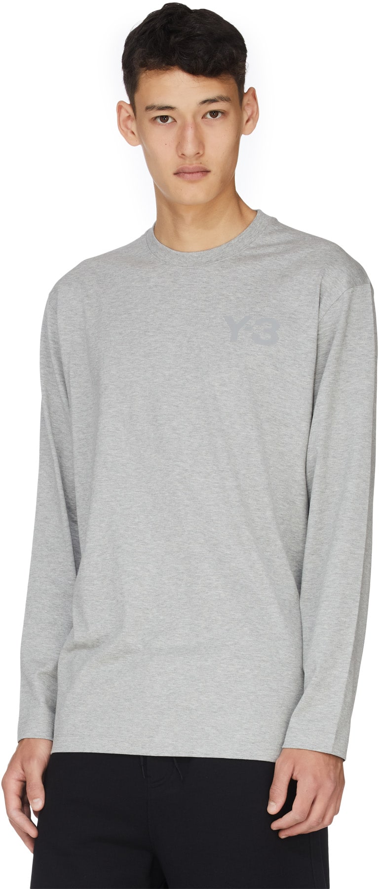 Y-3: Grey Classic Long Sleeve Logo T-Shirt - 3