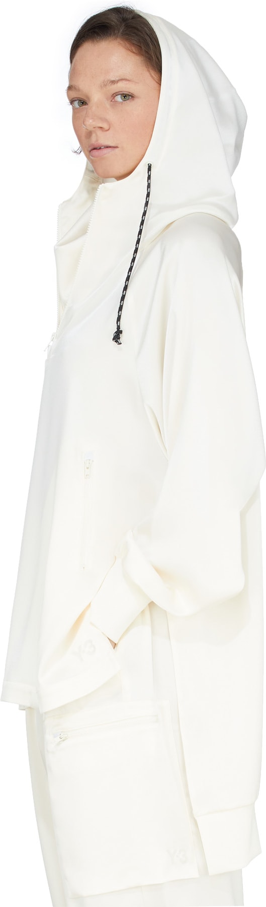 Y-3: White CH3 Tech Silk Hooded Top - 4