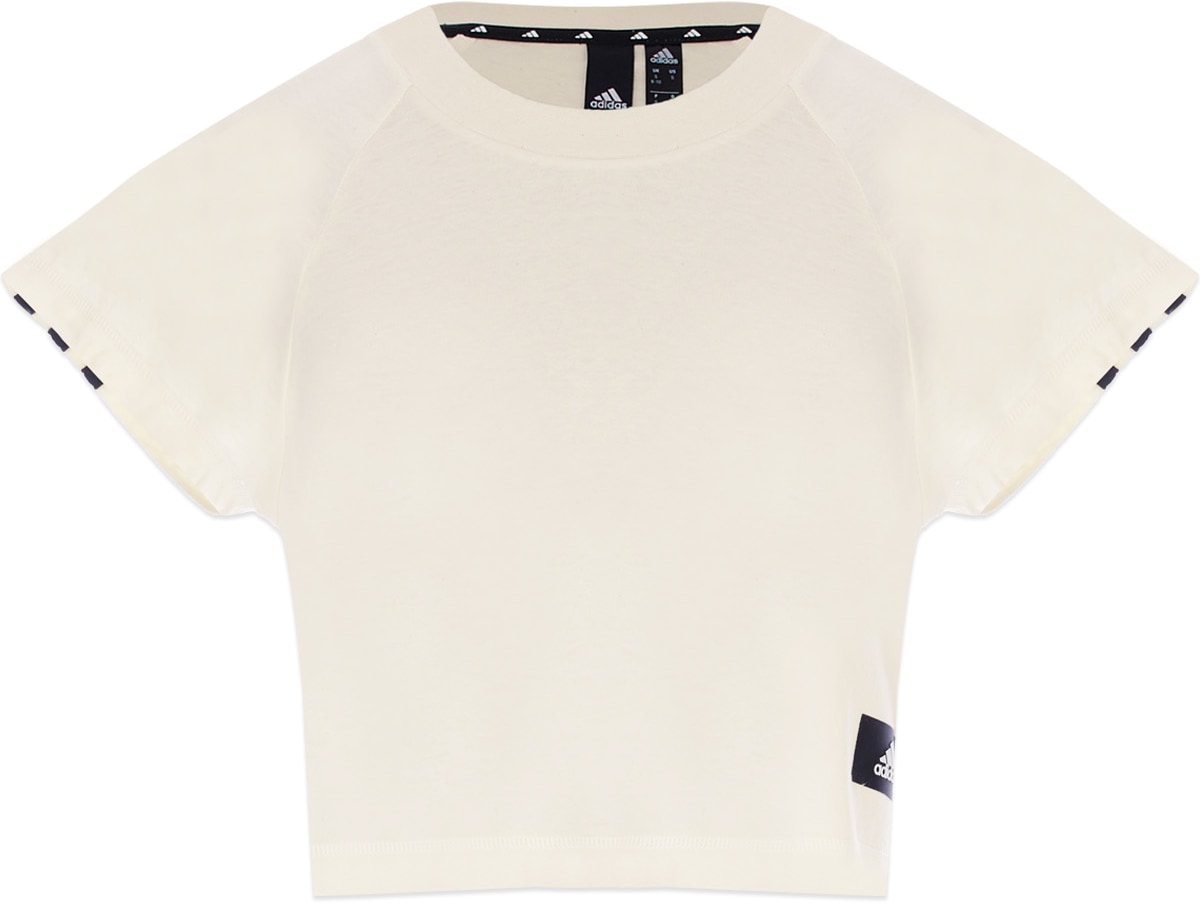 adidas Originals: White Recycled Cotton Crop Top - 1