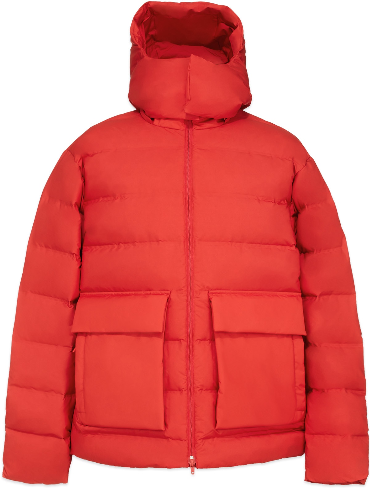 Y-3: Rouge Blouson en duvet Classic Puffy Rouge - 1