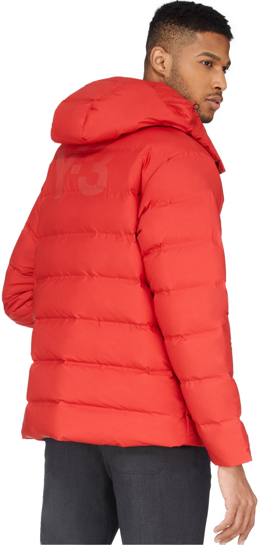 Y-3: Rouge Blouson en duvet Classic Puffy Rouge - 4