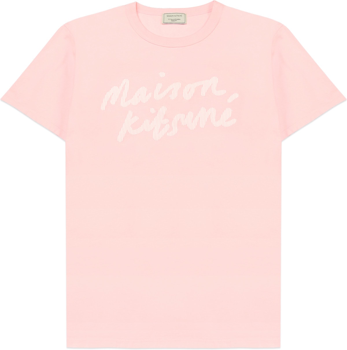 Maison Kitsuné: Rose T-Shirt Classique Handwriting Rose - 1