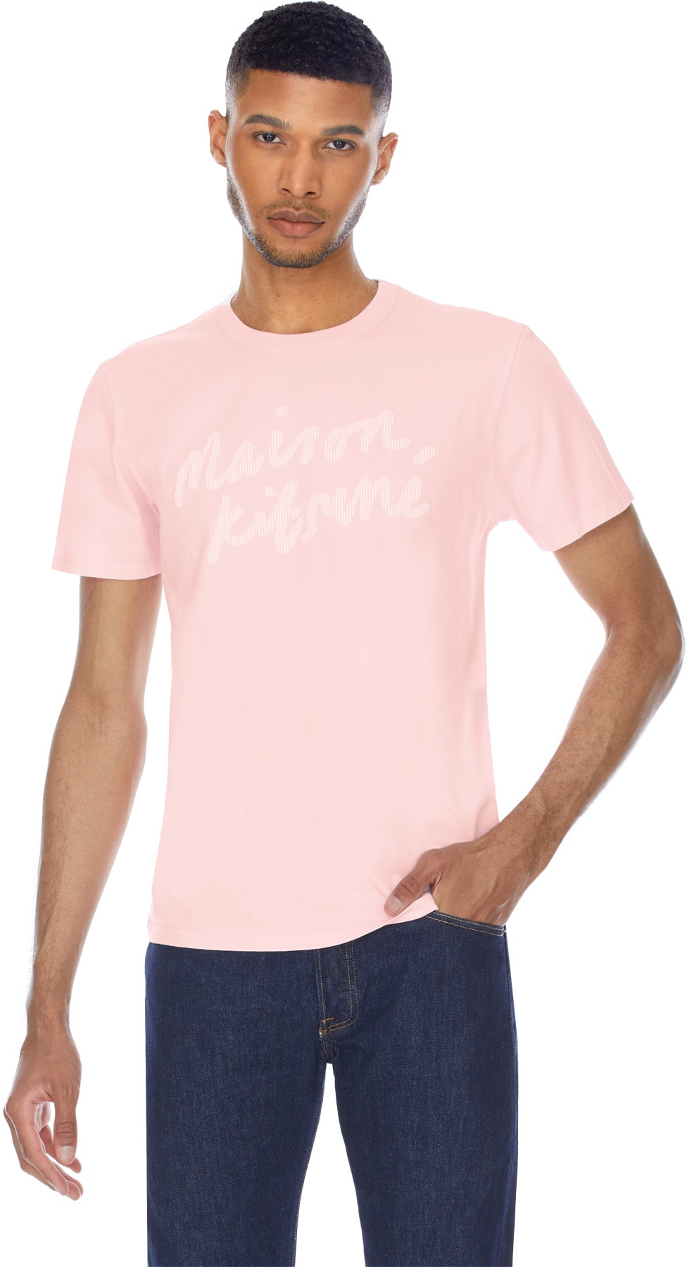 Maison Kitsuné: Pink Handwriting Classic T-Shirt - 3