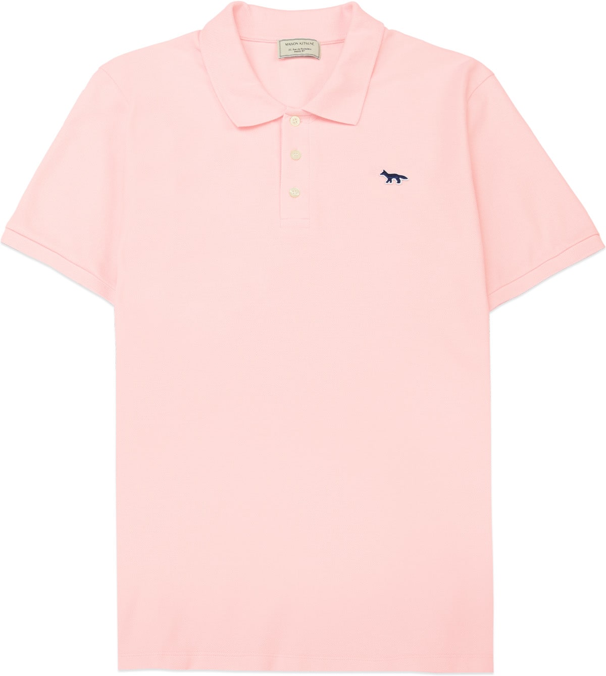 Maison Kitsuné: Pink Navy Fox Patch Classic Polo Shirt - 1