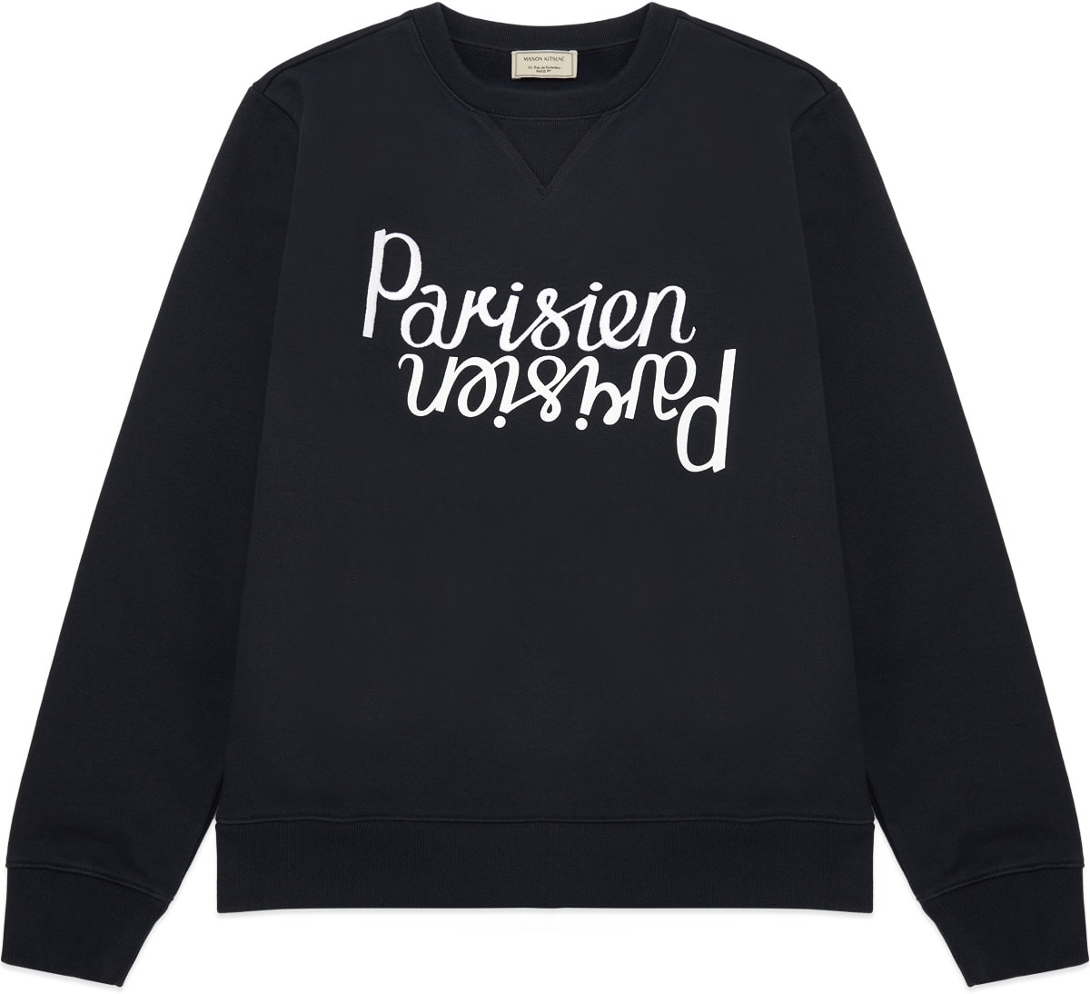 Maison Kitsuné: Blue Parisien Mirror Crew Sweater - 1