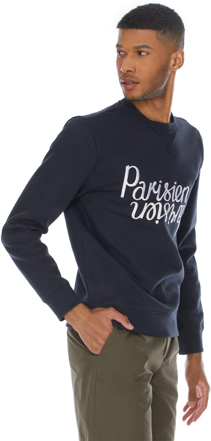 Maison Kitsuné: Blue Parisien Mirror Crew Sweater - 3