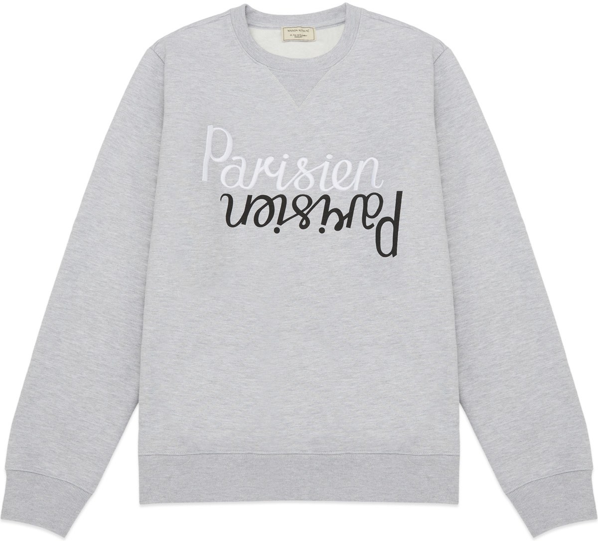 Maison Kitsuné: Grey Parisien Mirror Crew Sweater - 1