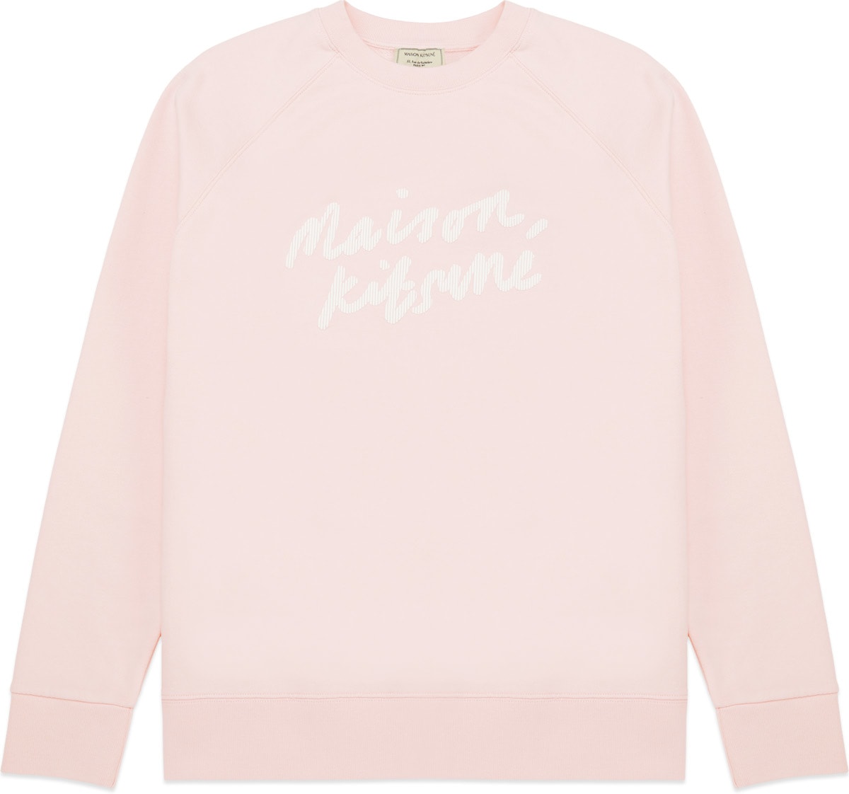 Maison Kitsuné: Pink Handwriting Clean Crew Sweater - 1