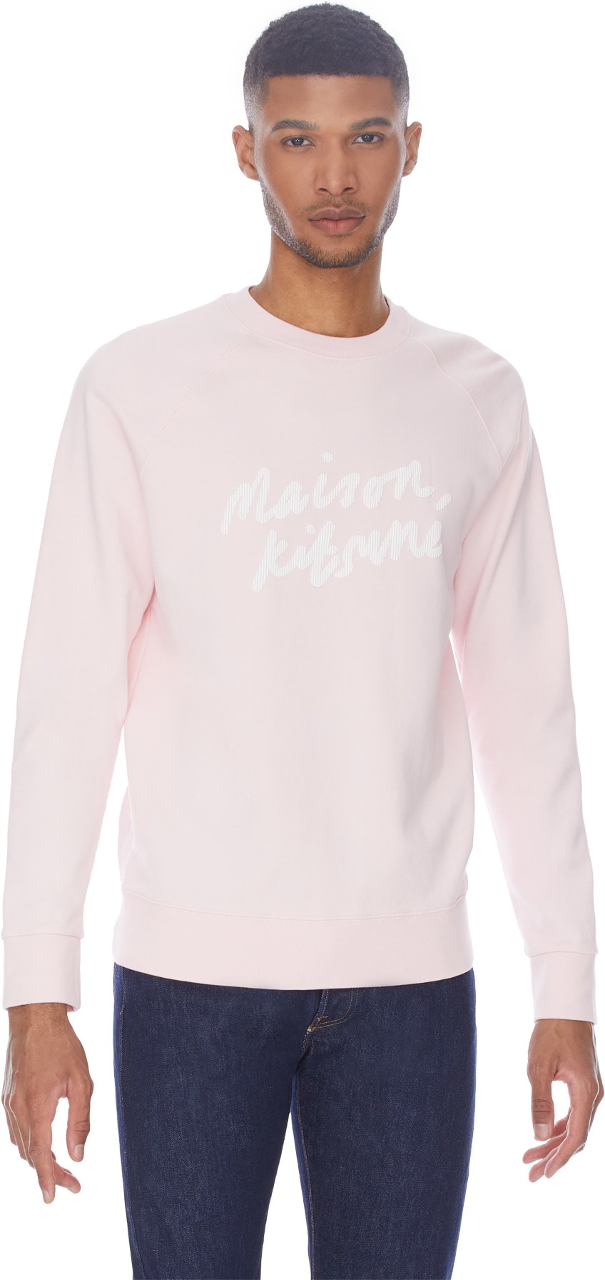 Maison Kitsuné: Pink Handwriting Clean Crew Sweater - 3