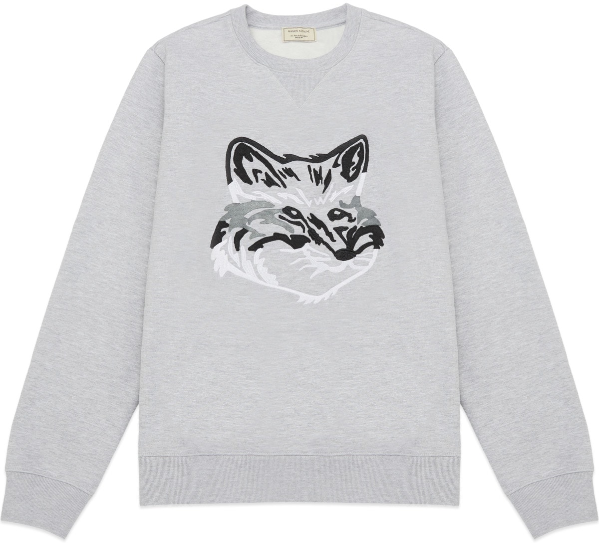 Maison Kitsuné: Grey Big Fox Crew Sweater - 1