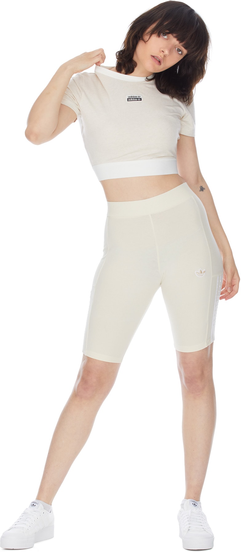 adidas Originals: White No-Dye Short Tights - 4