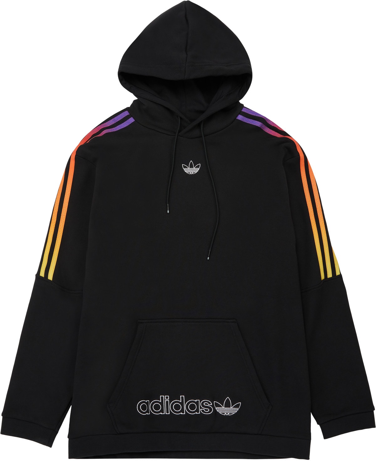 adidas Originals: Black SPRT 3-Stripes Hoodie - 1