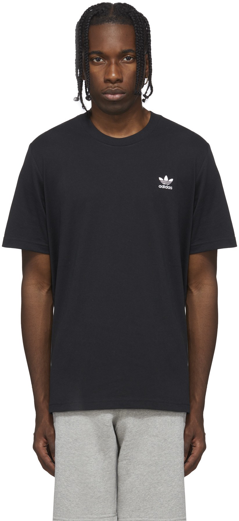 adidas Originals: Black Adicolor Essentials Trefoil T-Shirt - 1