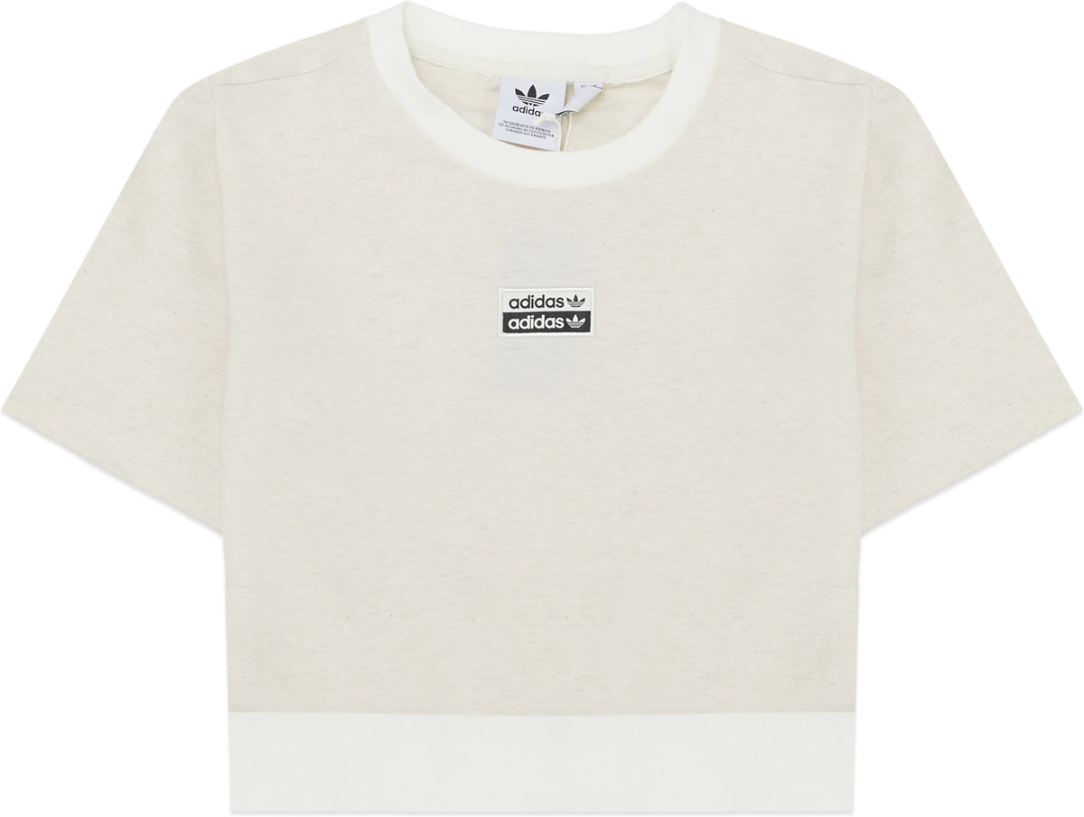 adidas Originals: White R.Y.V. Cropped T-Shirt - 1